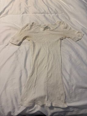 abercrombie kids Cream Short Sleeve Ribbed Tee